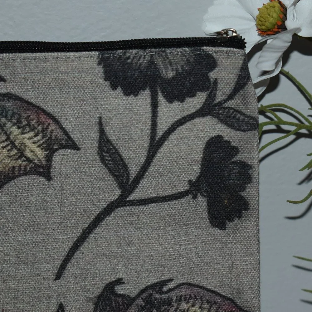 Whimsigoth Gothic Moody Floral Flowers Vampire Bats Small Cosmetic Makeup Bag